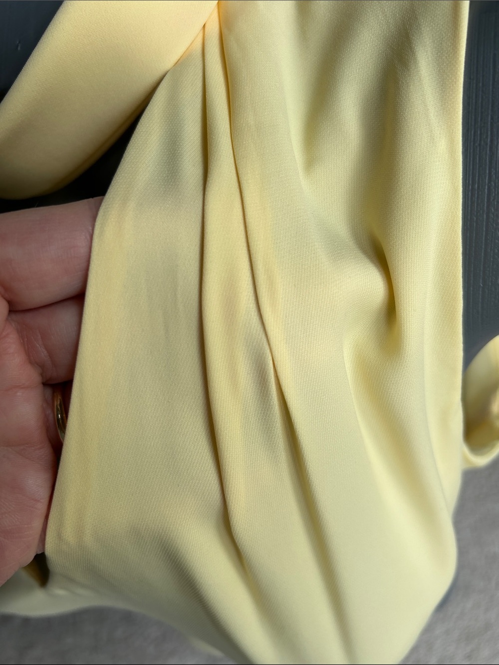 WHITE HOUSE, BLACK MARKET, CANARY, YELLOW CHOKER V-NECK BLOUSE - Picture 5 of 5